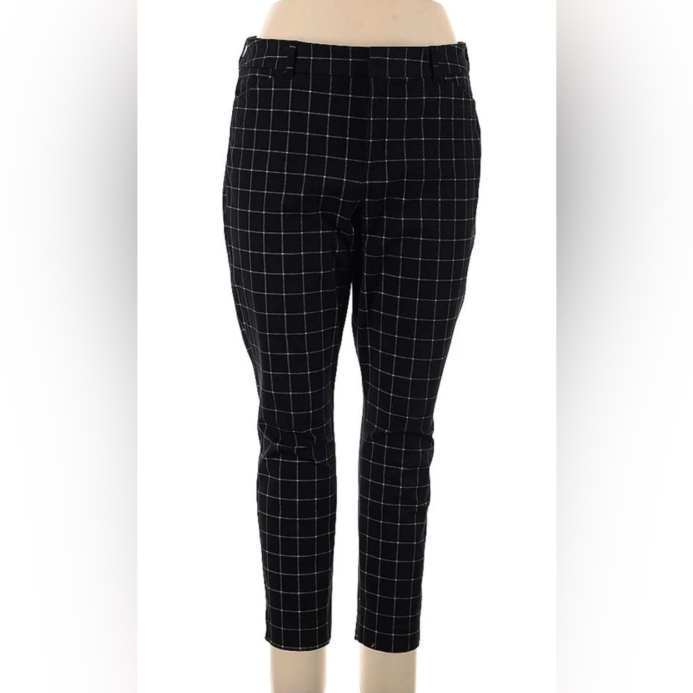Old Navy Black Windowpane-Patterned Pixie Pants